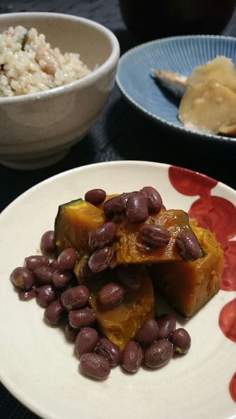 デトックス効果抜群かぼちゃとあずき煮♪