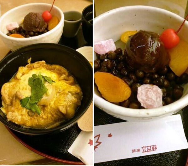 ランチは銀座立田野にて親子丼とあんみつのセット！