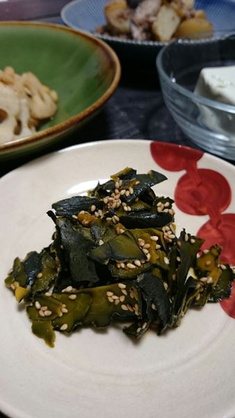 かぼちゃの皮の胡麻和え♪