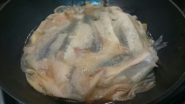 キッチンペーパーで落し蓋♪