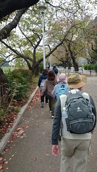 一列に並んでウォーキング中!