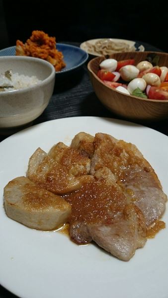 里芋と豚肉の生姜焼き♪