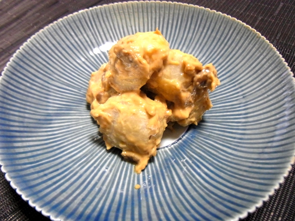 里芋とクリームチーズの金山寺味噌和え